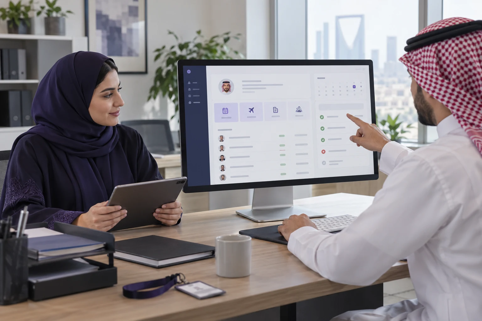 Reviewing a dashboard for organizing business data