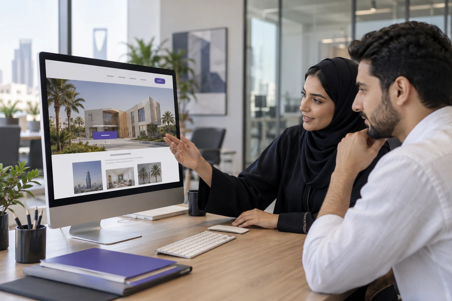 Website design and development in a professional workspace