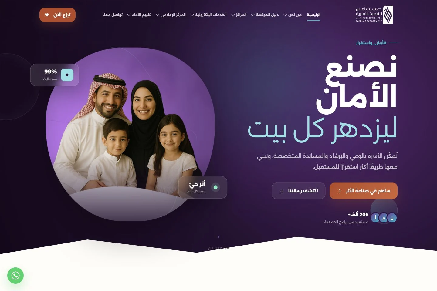 Project interface: Aman Family Development Association